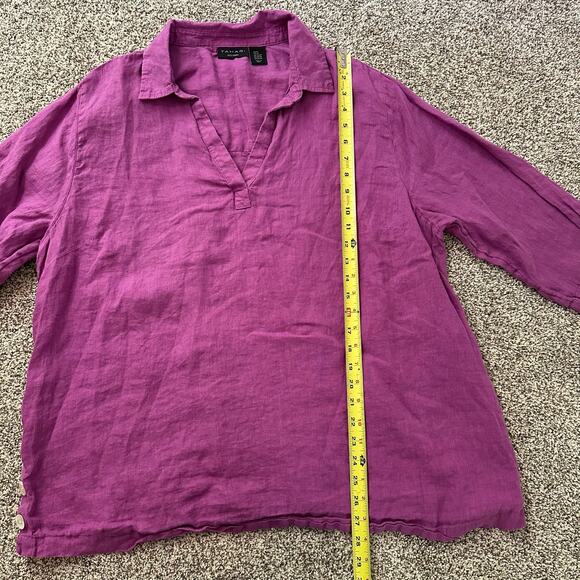 Tahari purple linen three-quarter sleeve top size 2X - Picture 9 of 13